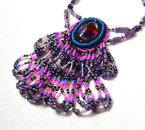 Beaded fringe necklace by Crystal Zettel